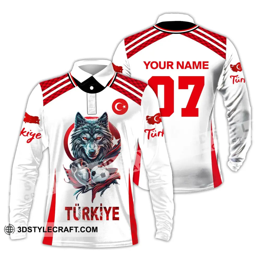 Unisex Shirt Custom Name And Number Turkiye Football Turkey Euro 2024 Türkiye Polo Long Sleeve / S