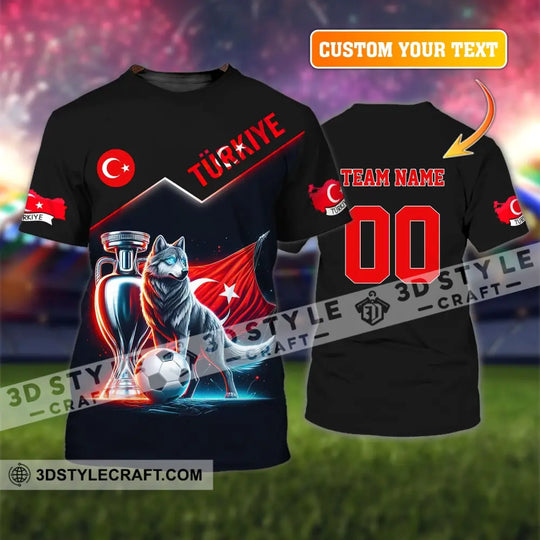 Unisex Shirt, Custom Name and Number Turkiye Football Shirt, Turkey Euro 2024 Türkiye Football Polo Long Sleeve Shirt style option 1