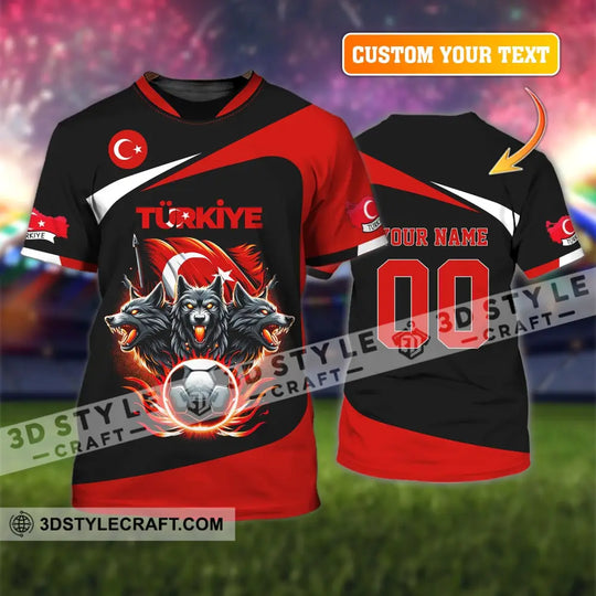 Unisex Shirt, Custom Name and Number Turkiye Football Shirt, Turkey Euro 2024 Türkiye Football Polo Long Sleeve Shirt style option 1