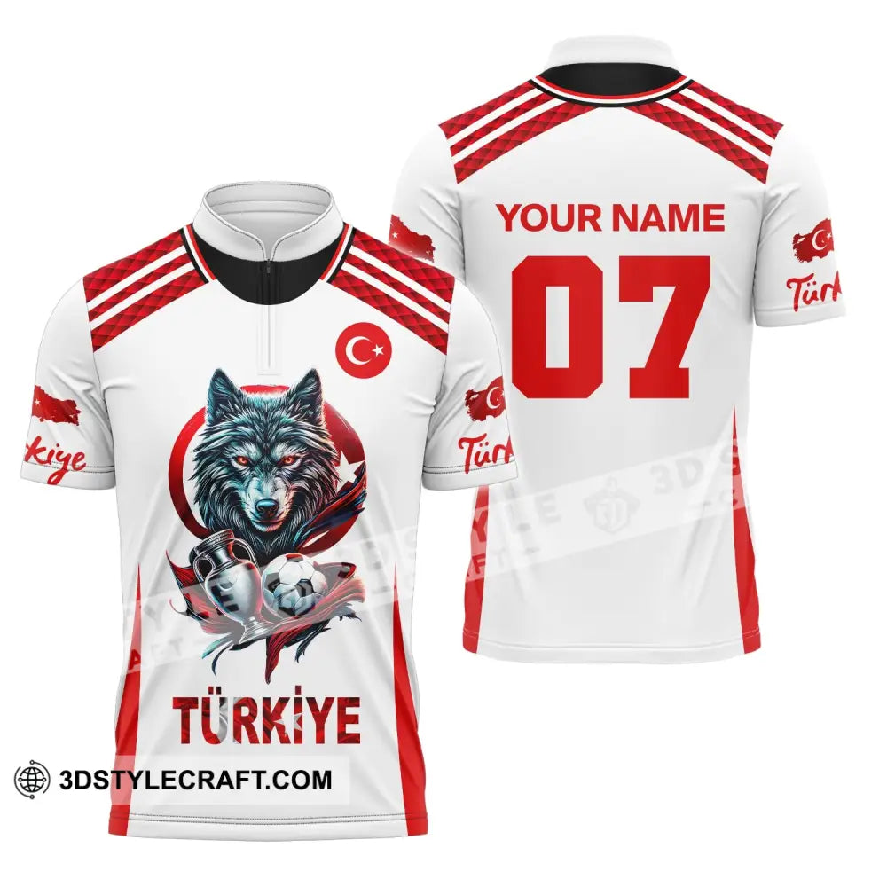 Unisex Shirt Custom Name And Number Turkiye Football Turkey Euro 2024 Türkiye Polo Long Sleeve