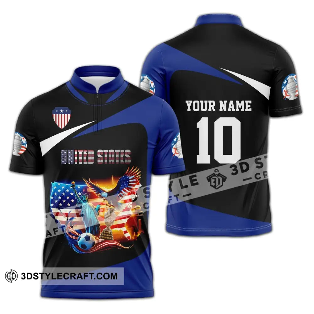 Unisex Shirt - Custom Name And Number United States National Team Zipper Polo / S T-Shirt