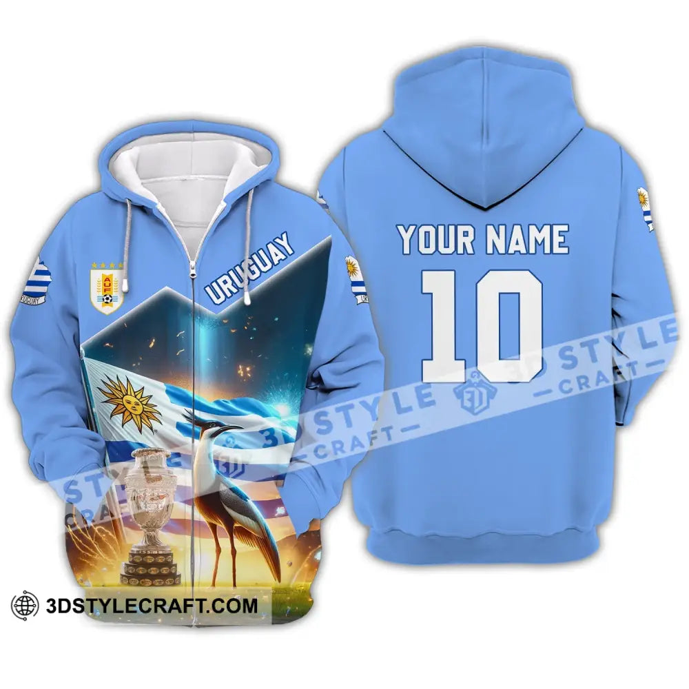 Unisex Shirt - Custom Name And Number Uruguay National Team Lover Zipper Hoodie / S T-Shirt