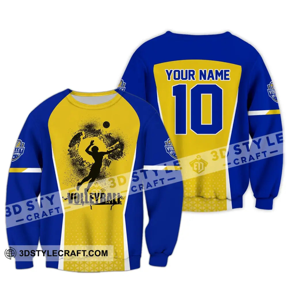 Unisex Shirt Custom Name And Number Volleyball Club Uniform Hoodie T-Shirt Long Sleeve / S