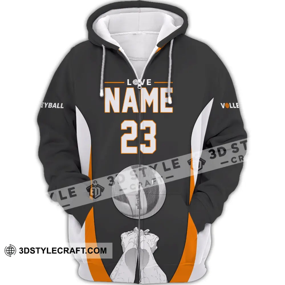 Unisex Shirt Custom Name And Number Volleyball Hoodie Team T-Shirt Gift For Players Zipper / S