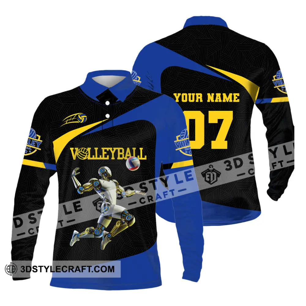 Unisex Shirt Custom Name And Number Volleyball Lover Gift Long Sleeve Polo / S T-Shirt