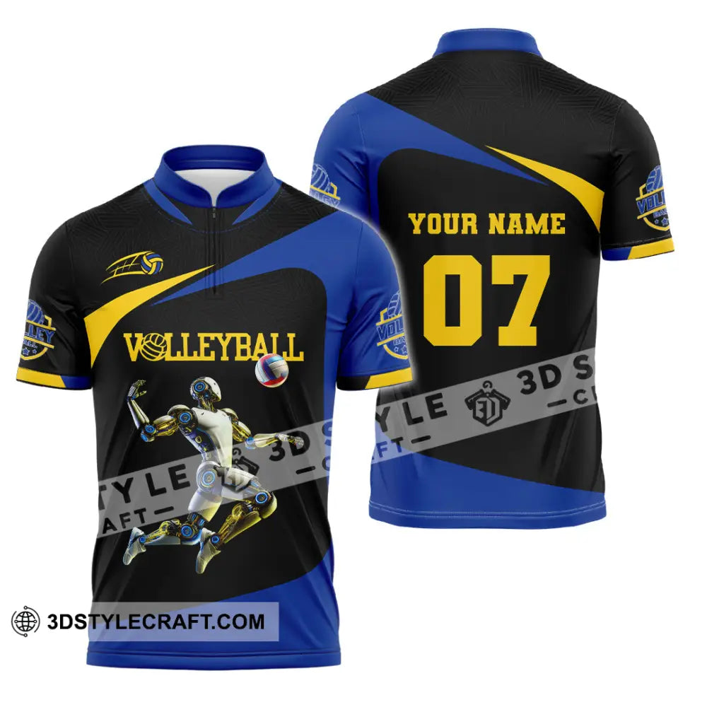 Unisex Shirt Custom Name And Number Volleyball Lover Gift Zipper Polo / S T-Shirt