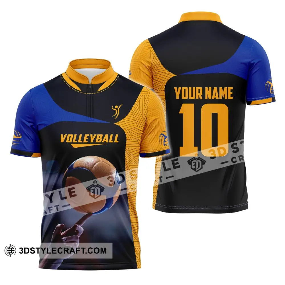 Unisex Shirt Custom Name And Number Volleyball T-Shirt For Club Gift Lovers Zipper Polo / S T-Shirt