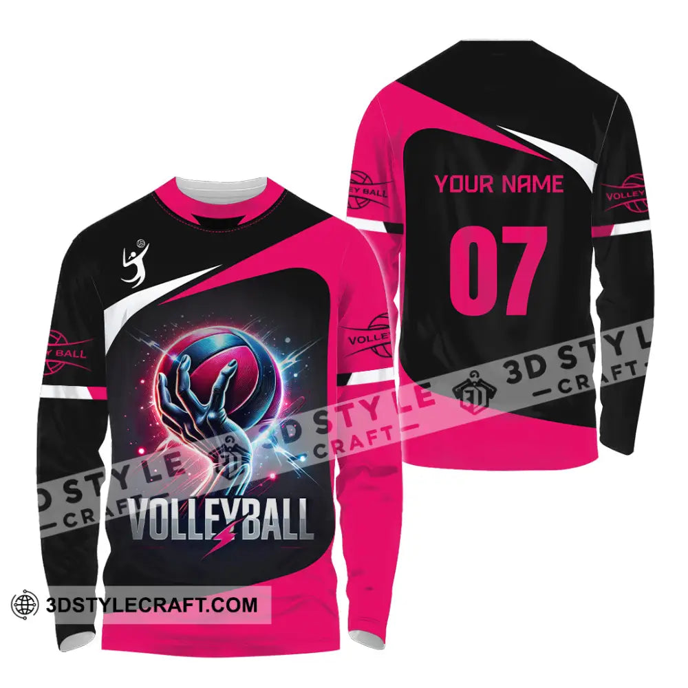 Unisex Shirt Custom Name And Number Volleyball T-Shirt Hoodie Long Sleeve Gift For Lovers / S