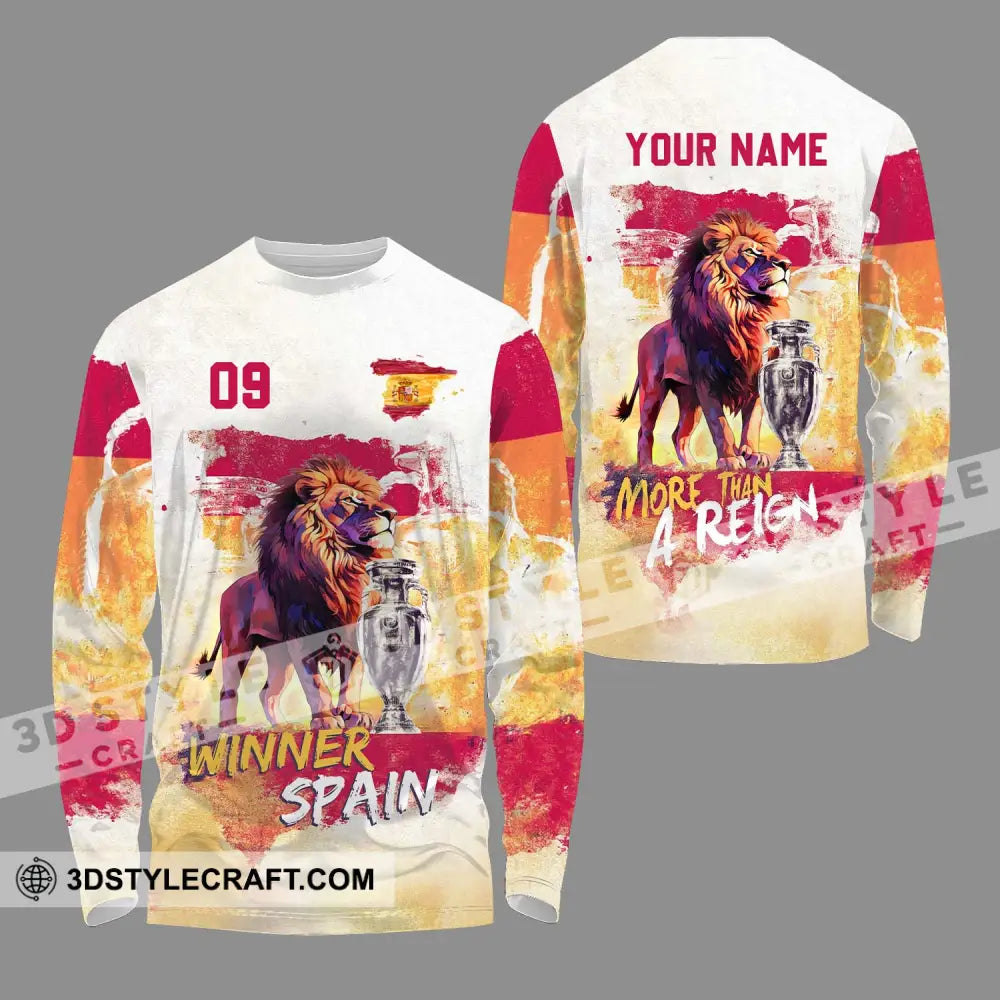 Unisex Shirt - Custom Name And Number Winner Spain Long Sleeve / S T-Shirt