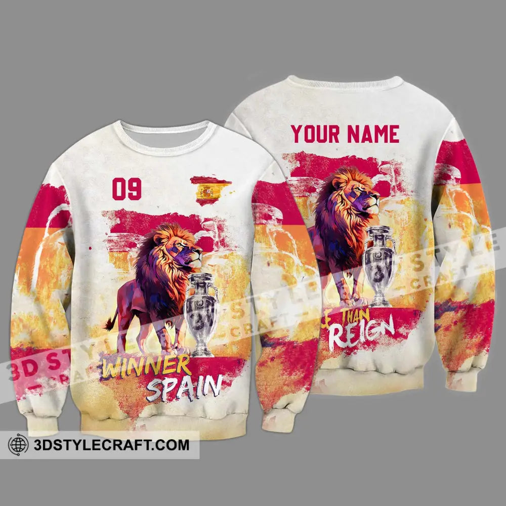 Unisex Shirt - Custom Name And Number Winner Spain Long Sleeve / S T-Shirt