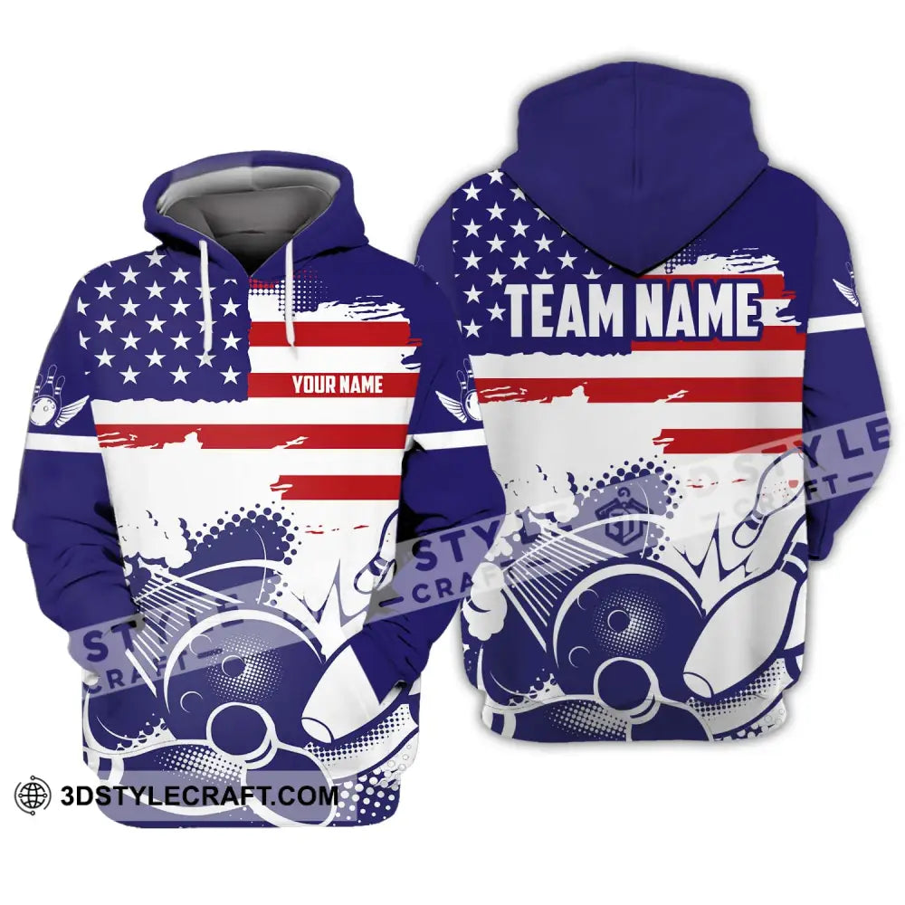 Unisex Shirt - Custom Name And Team America Bowling Lover Hoodie / S T-Shirt