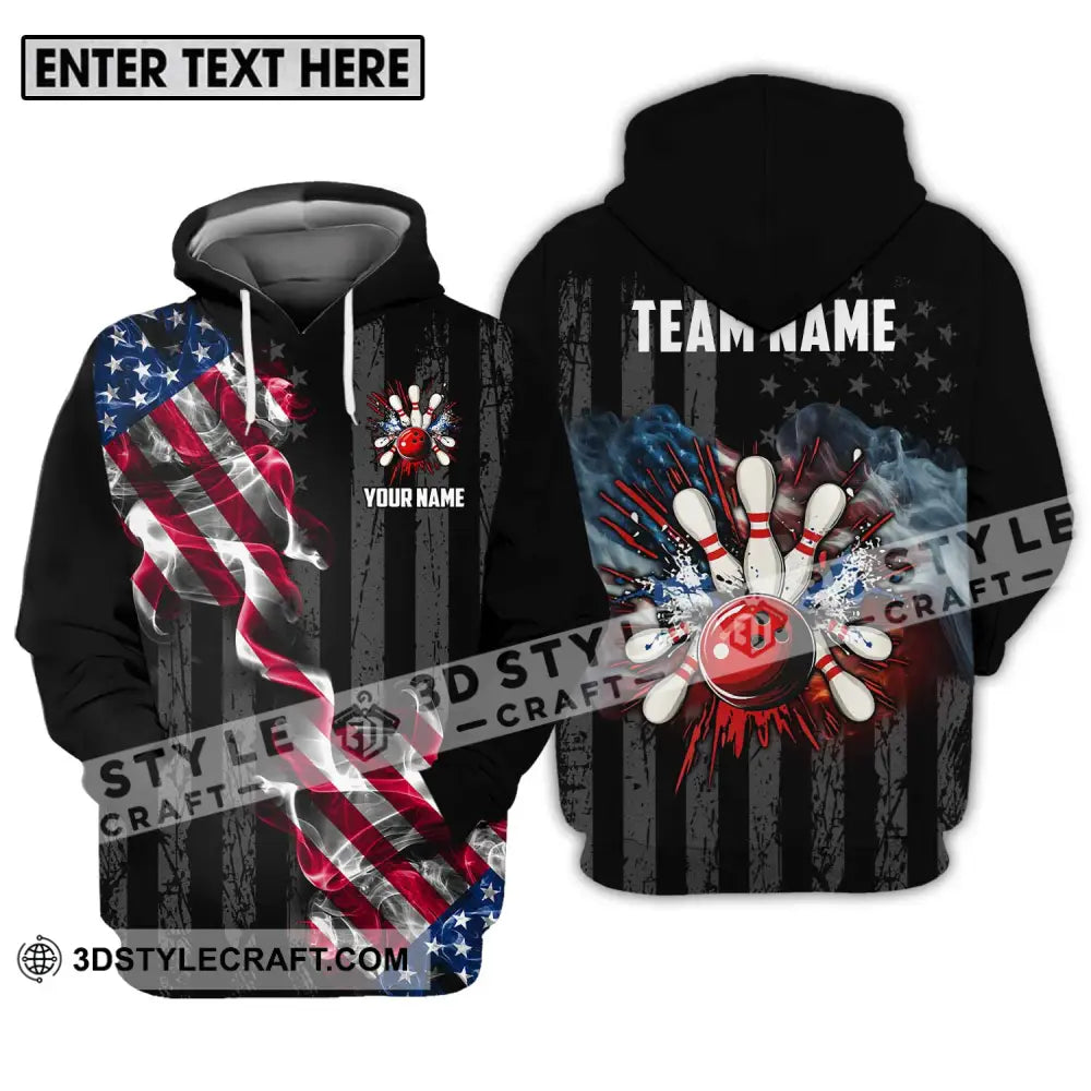 Unisex Shirt - Custom Name And Team America Bowling Sport Hoodie / S T-Shirt