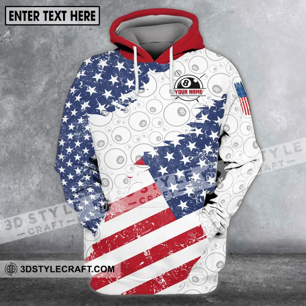 Unisex Shirt - Custom Name And Team America Flag Billiard Balls Hoodie / S T-Shirt