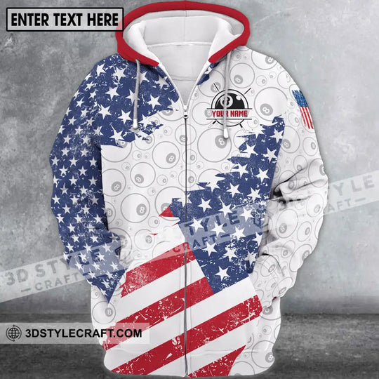 Unisex Shirt - Custom Name And Team Name Shirt, America Flag Billiard Balls Shirt style option 4