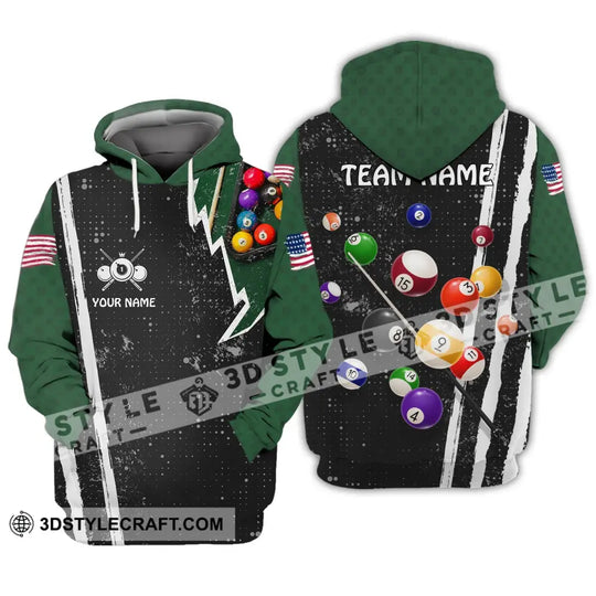 Unisex Shirt - Custom Name And Team Name Shirt - American Billiard Lover Black And Green style option 3