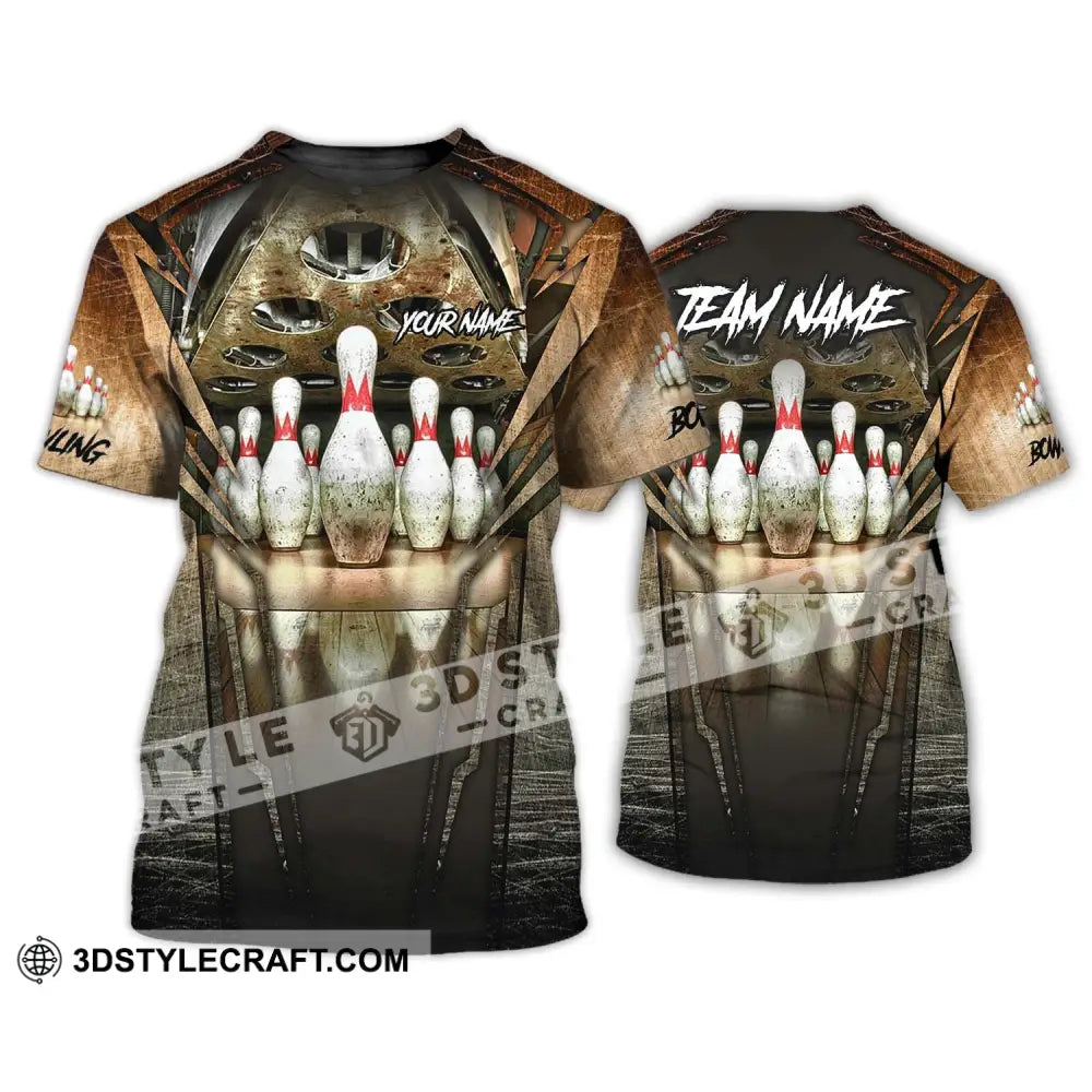 Unisex Shirt - Custom Name And Team Antique Bowling Ball Pins T-Shirt / S T-Shirt