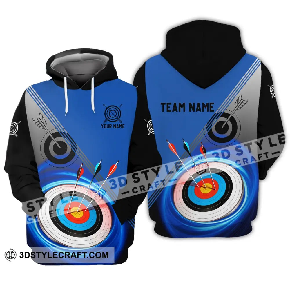 Unisex Shirt - Custom Name And Team Archery Lover Blue Hoodie / S T-Shirt