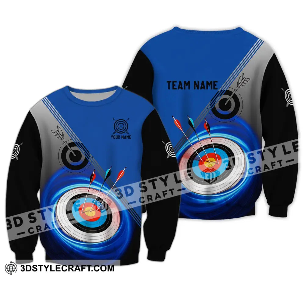 Unisex Shirt - Custom Name And Team Archery Lover Blue Long Sleeve / S T-Shirt