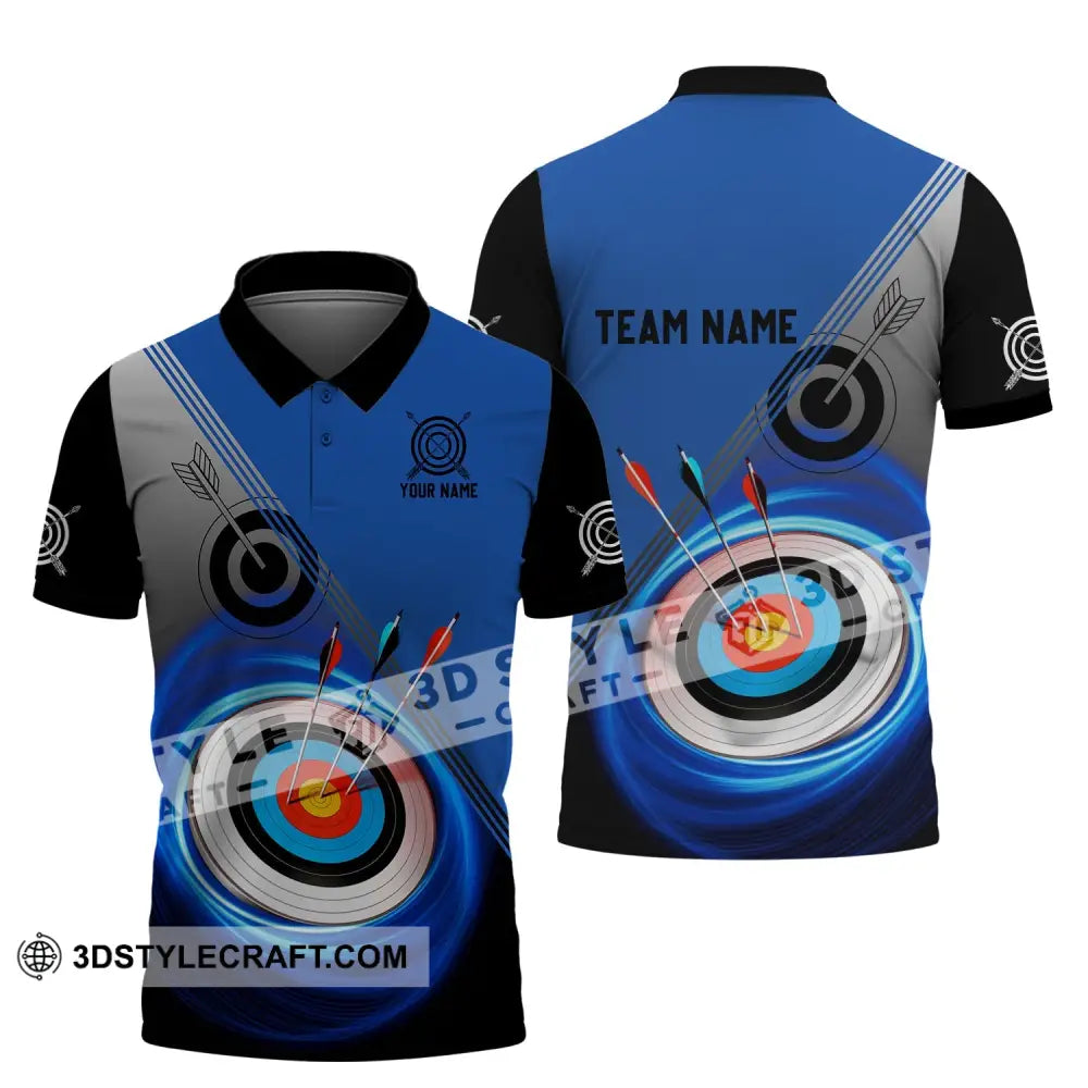 Unisex Shirt - Custom Name And Team Archery Lover Blue Polo / S T-Shirt