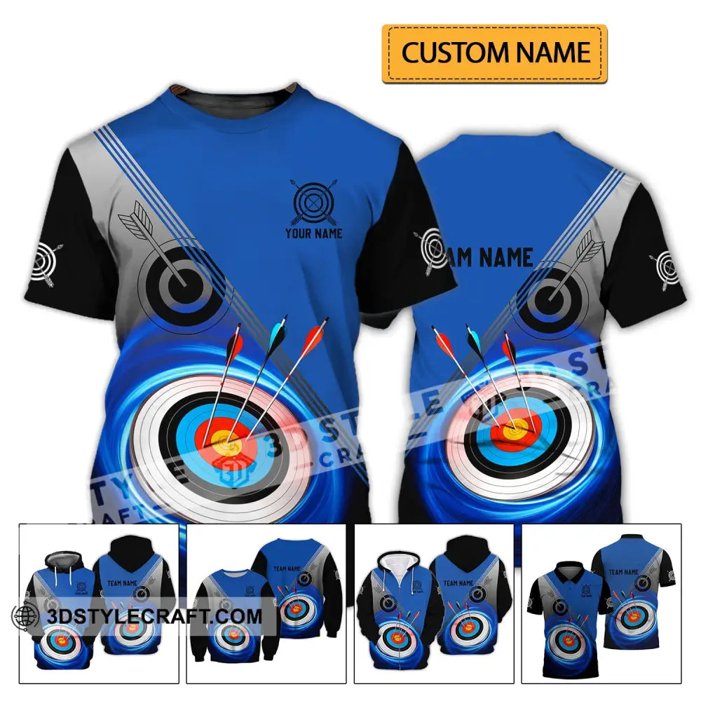 Unisex Shirt - Custom Name And Team Archery Lover Blue T-Shirt