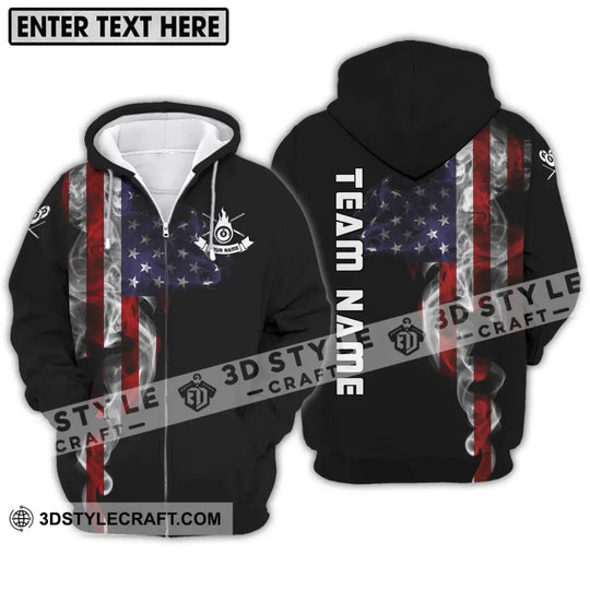 Unisex Shirt - Custom Name And Team Name Billiard Shirt, America Flag Billiard Shirt style option 2