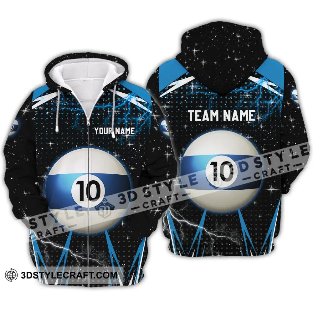 Unisex Shirt - Custom Name And Team Billiard Ball Number 10 Zipper Hoodie / S T-Shirt