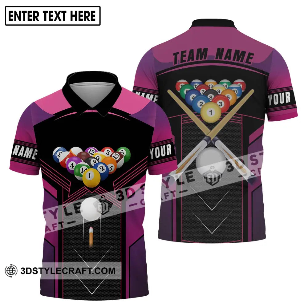 Unisex Shirt - Custom Name And Team Billiard Balls Colorful Polo / S T-Shirt