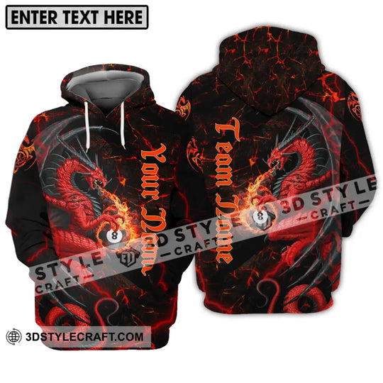 Unisex Shirt - Custom Name And Team Name Billiard Shirt, Billiard Fire Dragon style option 3