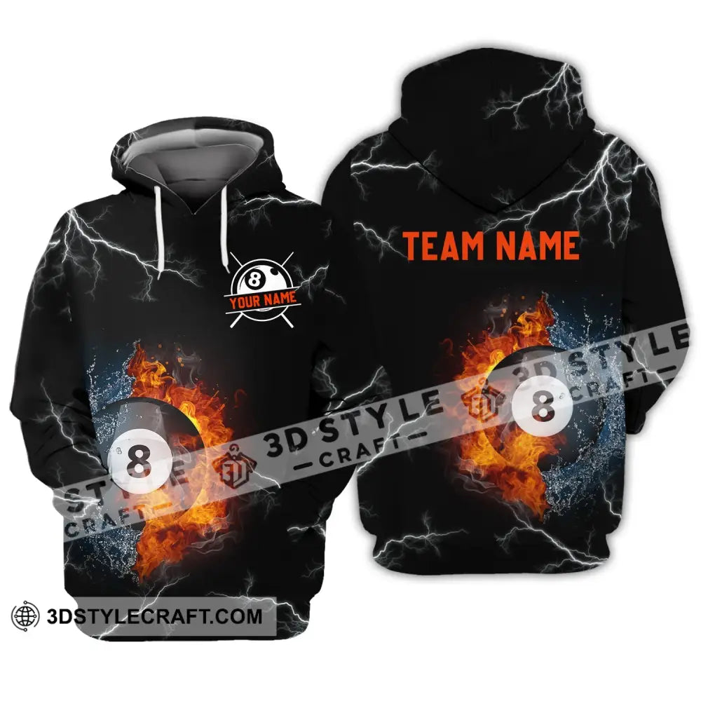 Unisex Shirt - Custom Name And Team Billiard Fire Water Hoodie / S T-Shirt