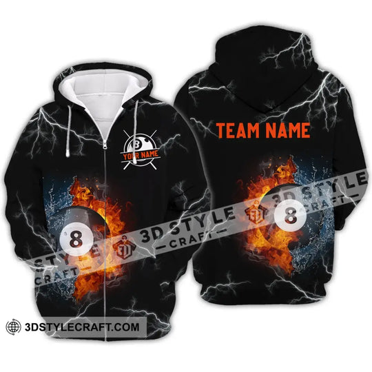 Unisex Shirt - Custom Name And Team Name Shirt - Billiard Fire And Water style option 4