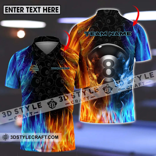 Unisex Shirt - Custom Name And Team Name Billiard Shirt, Ice Fire Billiard style option 1
