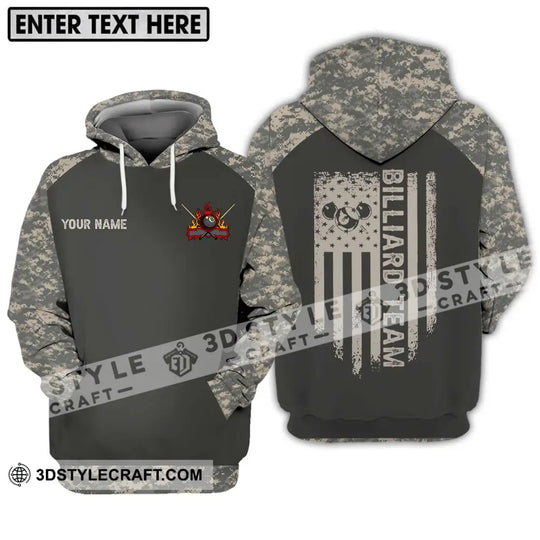 Unisex Shirt - Custom Name And Team Name Billiard Lover Shirt, Billiard Camo style option 3