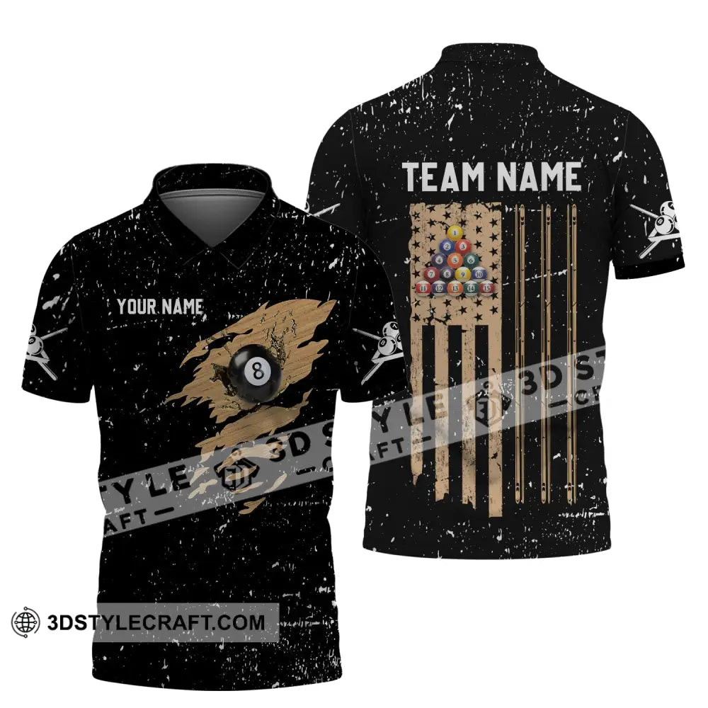 Unisex Shirt - Custom Name And Team Billiard Lover Wood Texture Polo / S T-Shirt