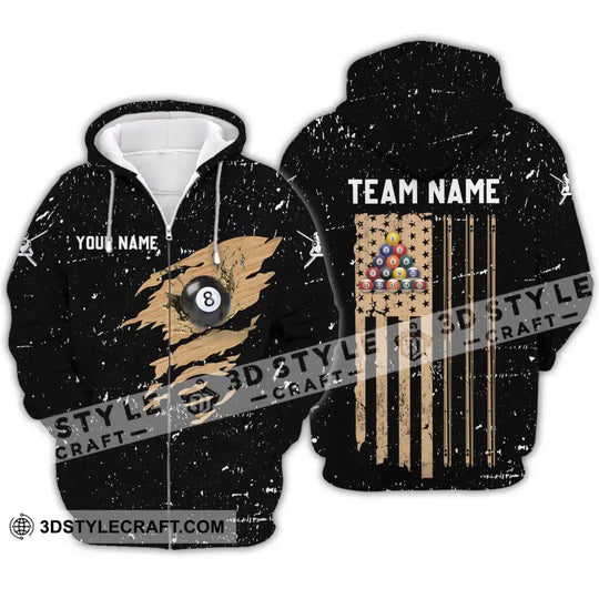Unisex Shirt - Custom Name And Team Name Shirt - Billiard Lover Wood Texture style option 4