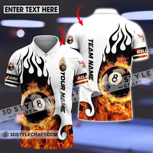 Unisex Shirt - Custom Name And Team Name Billiard Shirt, No.8 Fire style option 1