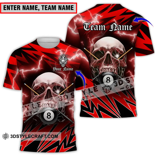 Unisex Shirt - Custom Name And Team Name Billiard Sport Shirt, Skull style option 1