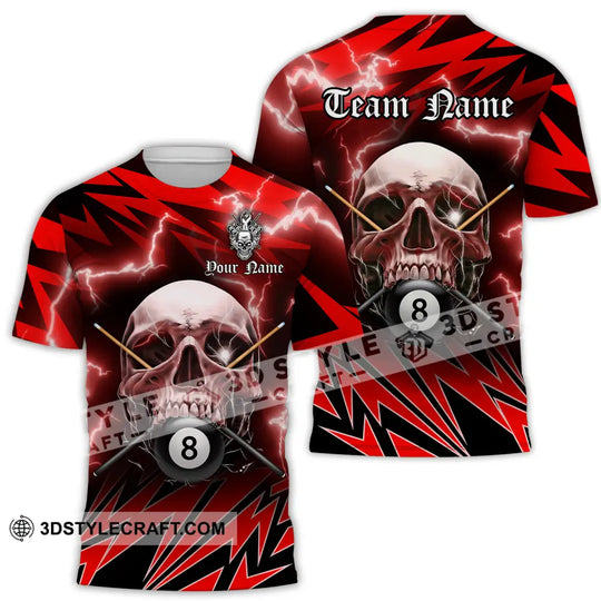 Unisex Shirt - Custom Name And Team Name Billiard Sport Shirt, Skull style option 2