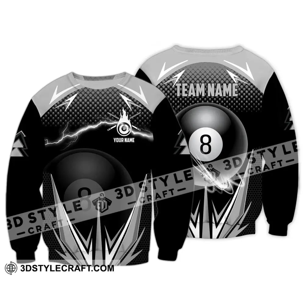 Unisex Shirt - Custom Name And Team Billiards No.8 Long Sleeve / S T-Shirt