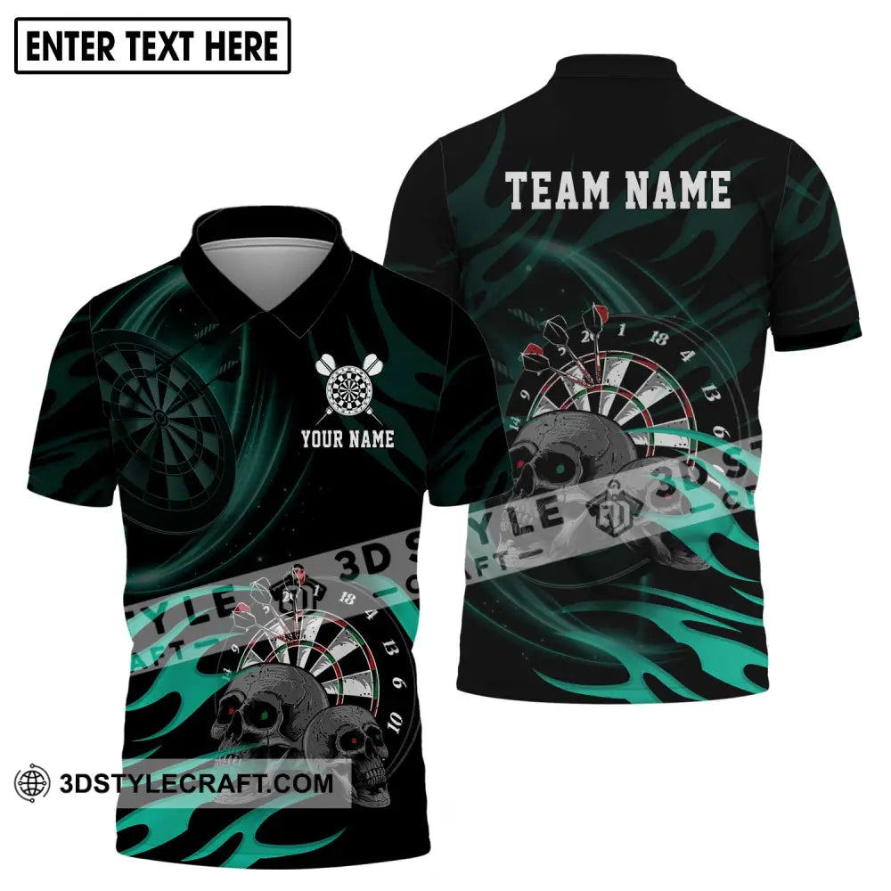 Unisex Shirt - Custom Name And Team Black Green Color Darts Lover Polo / S T-Shirt