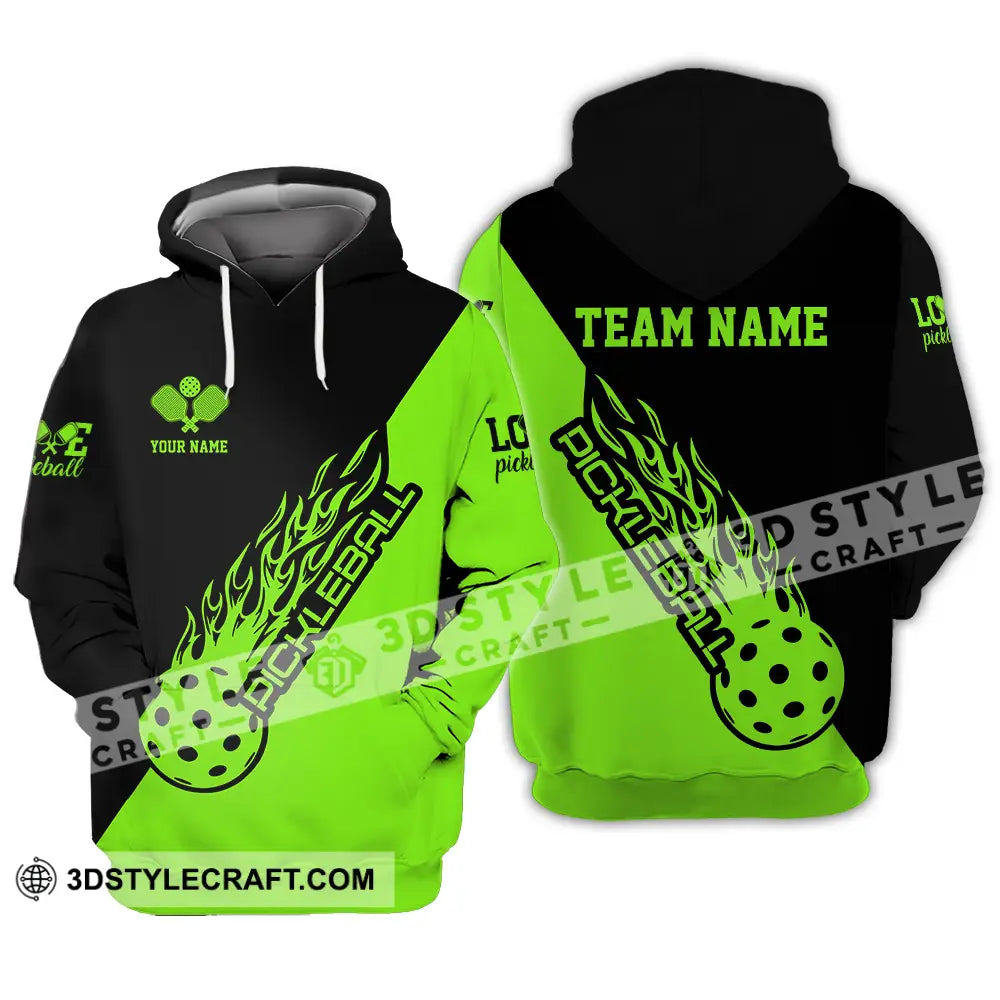 Unisex Shirt - Custom Name And Team Black Green Pickleball Hoodie / S T-Shirt