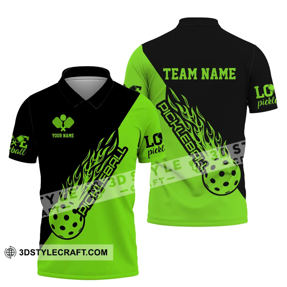 Unisex Shirt - Custom Name And Team Black Green Pickleball Polo / S T-Shirt