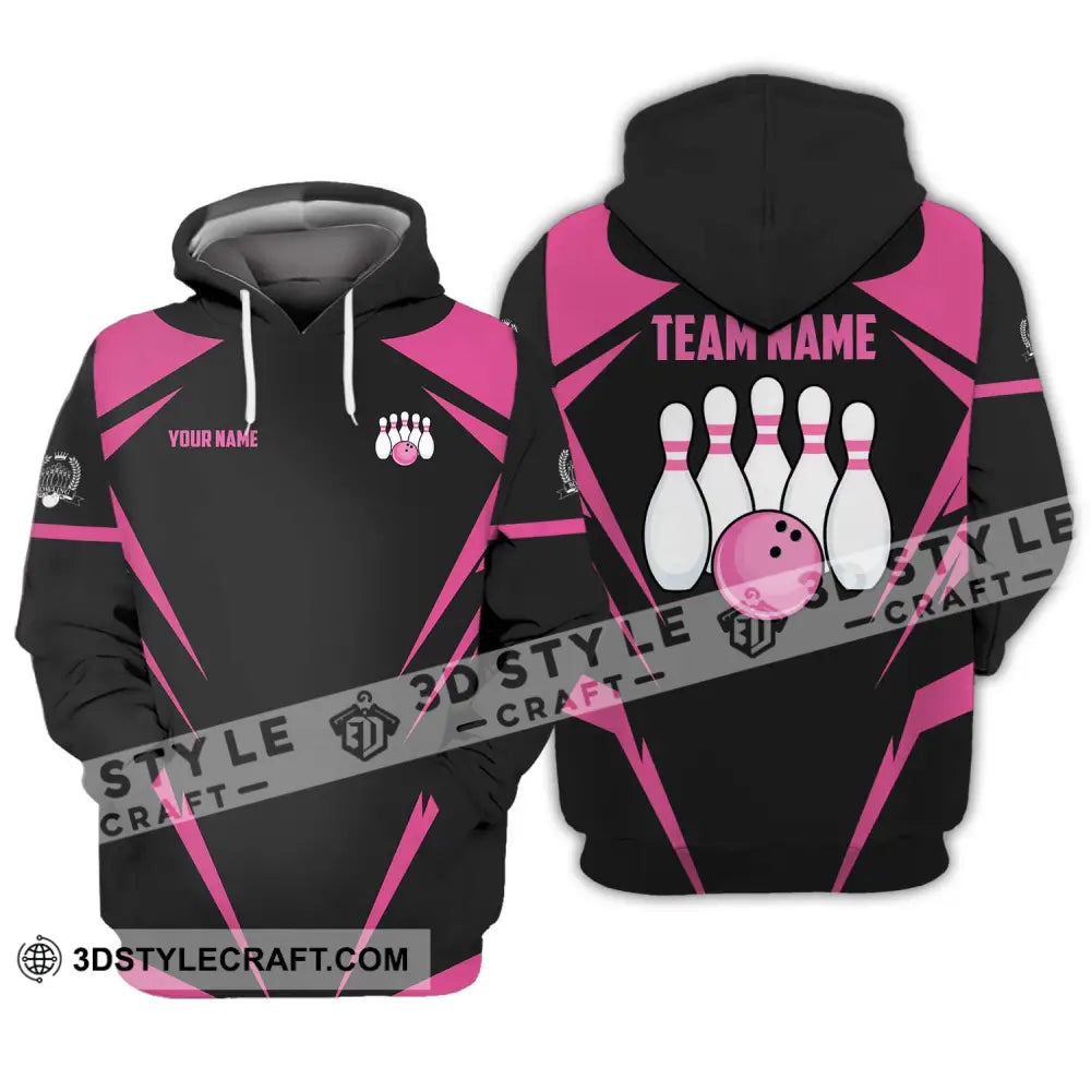 Unisex Shirt - Custom Name And Team Black Pink Bowling Hoodie / S T-Shirt