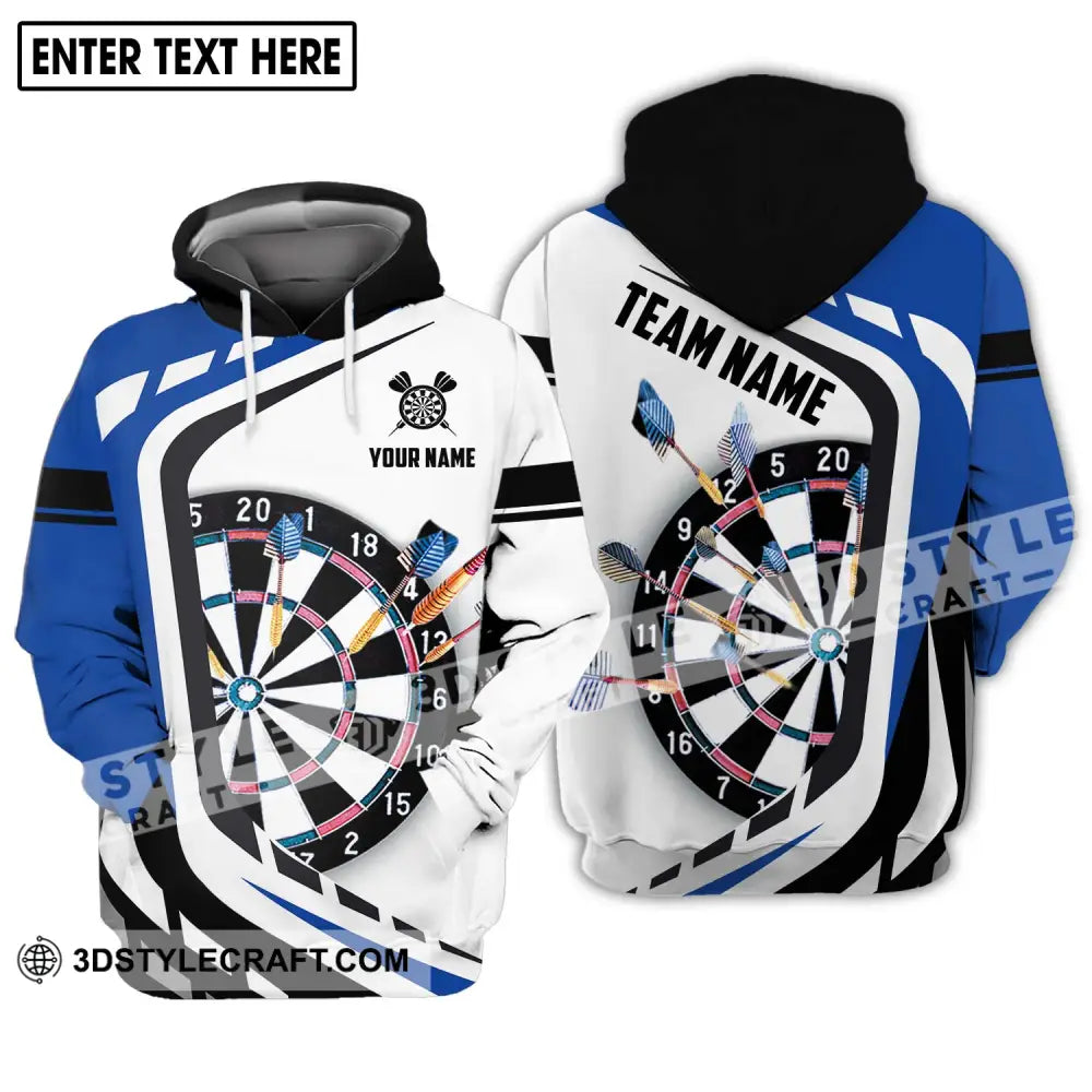 Unisex Shirt - Custom Name And Team Black White Blue Color Darts Lover Hoodie / S T-Shirt