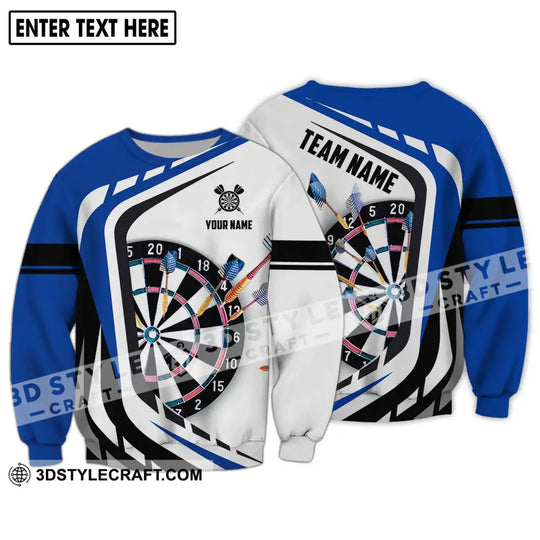 Unisex Shirt - Custom Name And Team Name Shirt, Black White And Blue Color Darts Lover Shirt style option 4