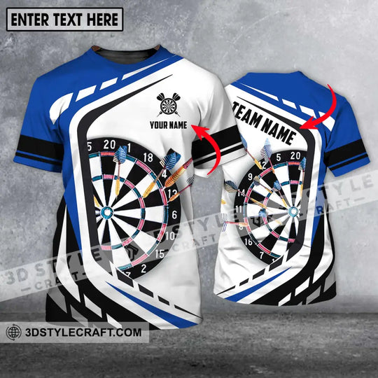 Unisex Shirt - Custom Name And Team Name Shirt, Black White And Blue Color Darts Lover Shirt style option 1