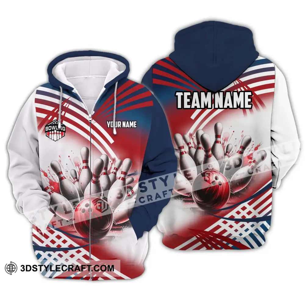 Unisex Shirt - Custom Name And Team Blood Bowling Ball Zipper Hoodie / S T-Shirt