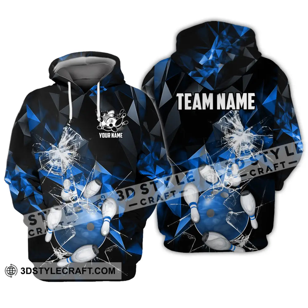 Unisex Shirt - Custom Name And Team Blue Glasses Bowling Hoodie / S T-Shirt