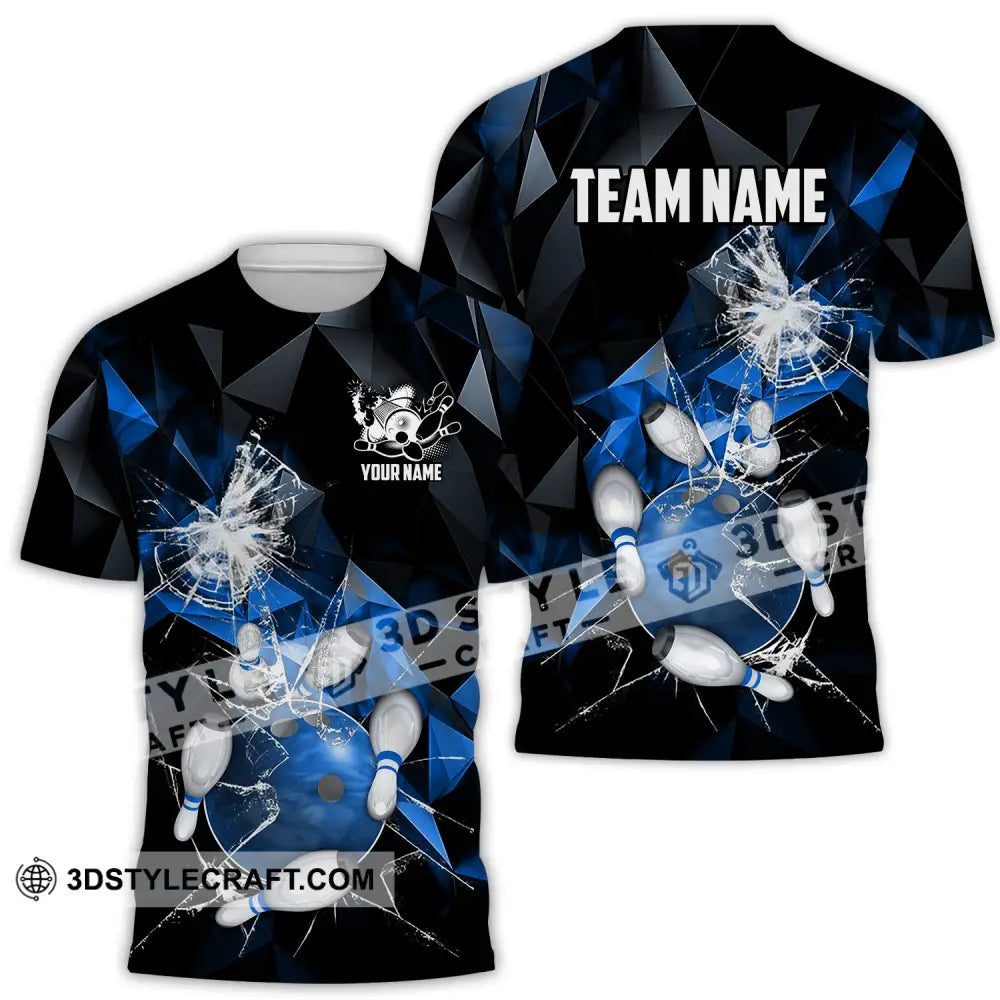 Unisex Shirt - Custom Name And Team Blue Glasses Bowling T-Shirt / S T-Shirt