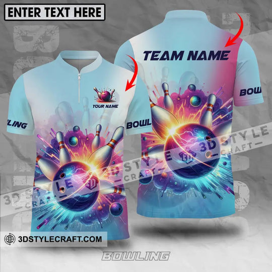 Unisex Shirt - Custom Name And Team Name Shirt, Boom Bowling Ball And Pins style option 1