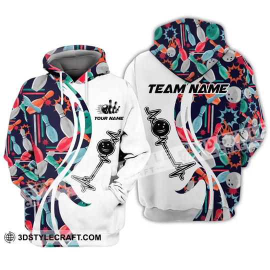 Unisex Shirt - Custom Name And Team Name Shirt, Bowling Color Heart Beat Shirt style option 3